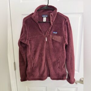 Patagonia Fleece Jacket Womens Small Burgundy Los Gatos Full Zip Warm Cozy SZ M